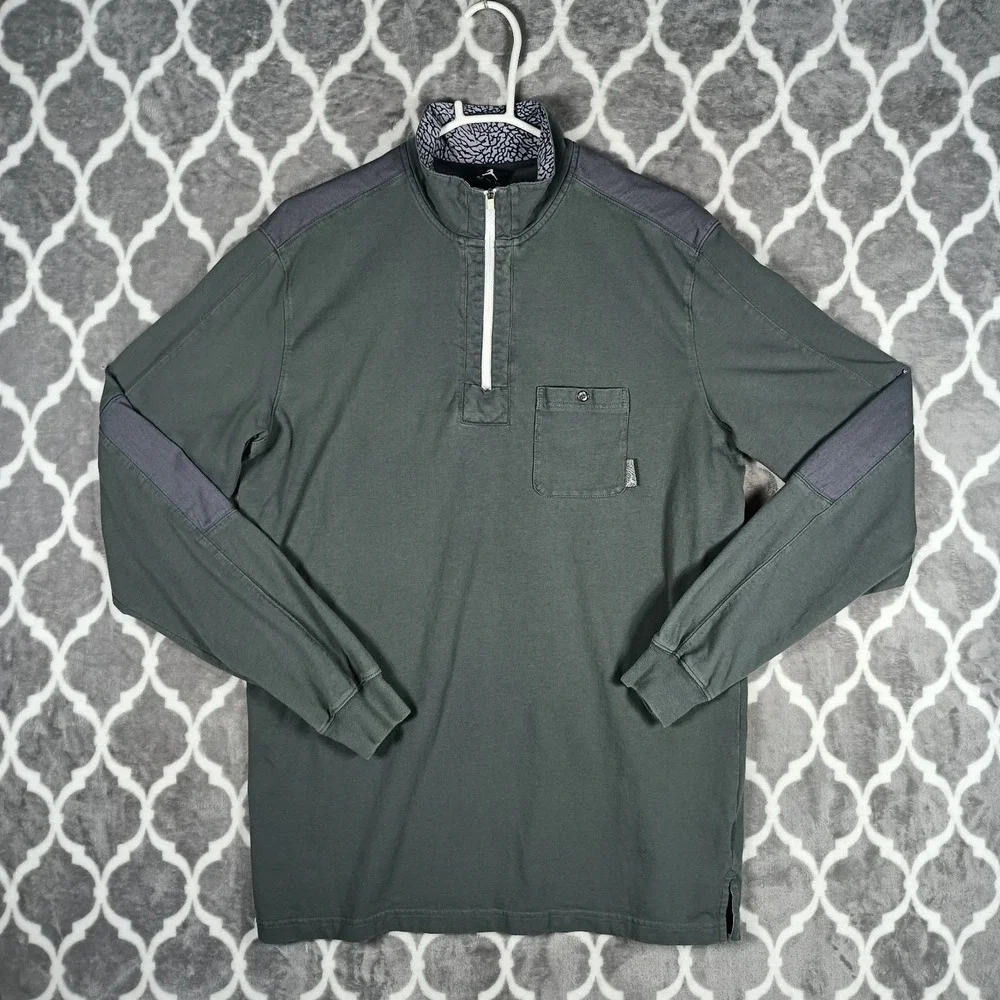 Jordan Jumpman Quarter Zip Shirt Men XLT Gray Elephant Print Collar Long Sleeve